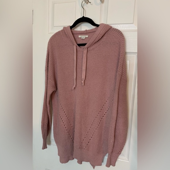 American Eagle Outfitters Sweaters - American Eagle Blush Pink Oversized Knit Hooded Sweater, Small